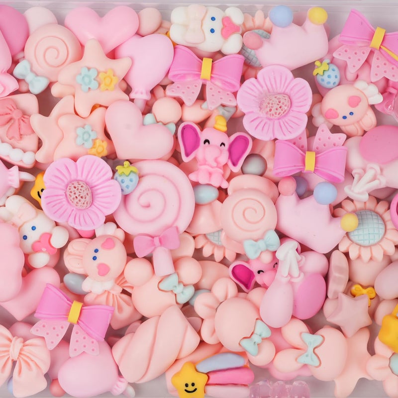 Damyda 70 Pcs Slime Charms Pink Resin Charms Cute Embellishments Bulk Mixed Ornament Decorations Accessories - Image 5